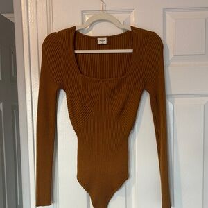 Abercrombie Brown Ribbed Bodysuit